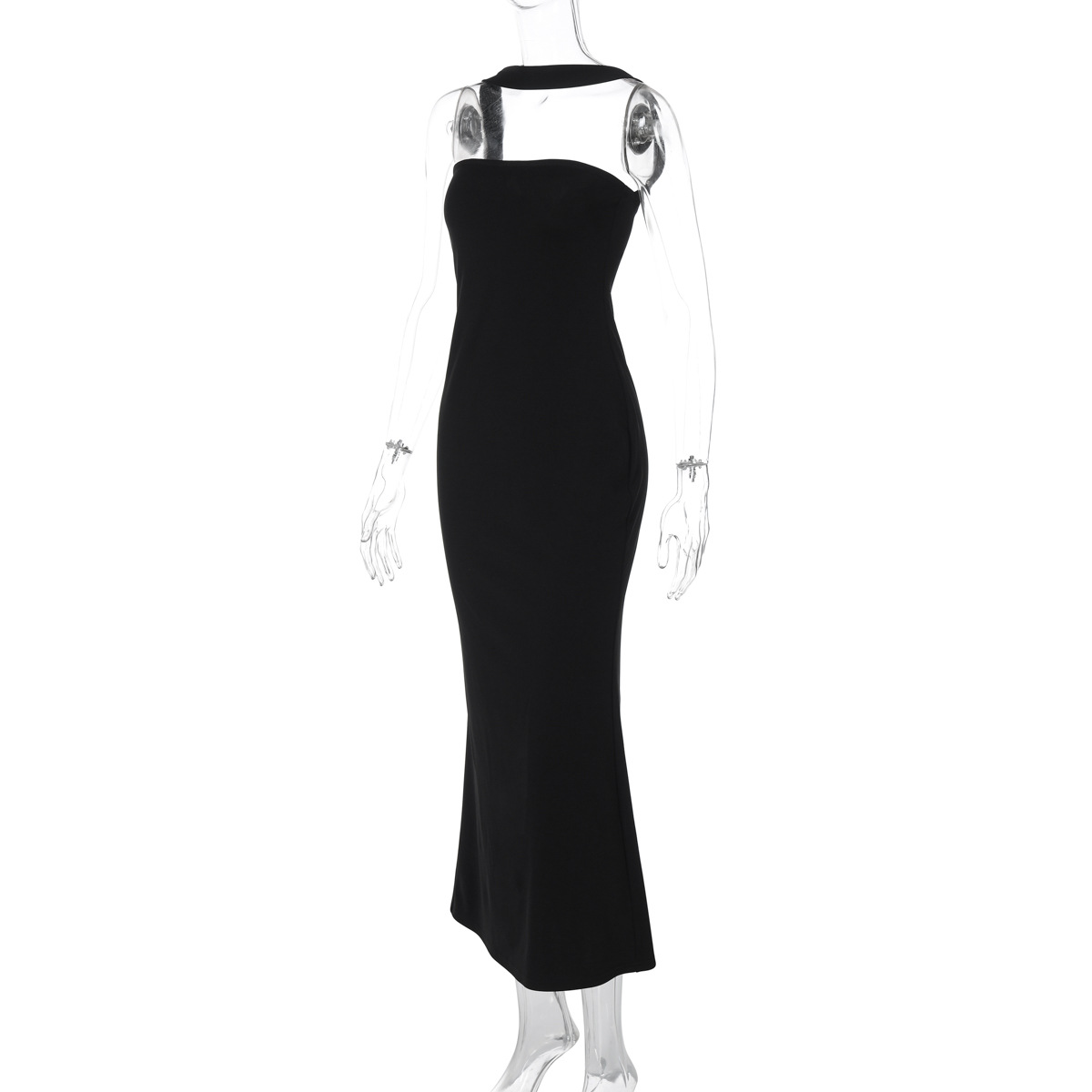 Asymmetrical Open Back Body-Hugging Side Vent Dress