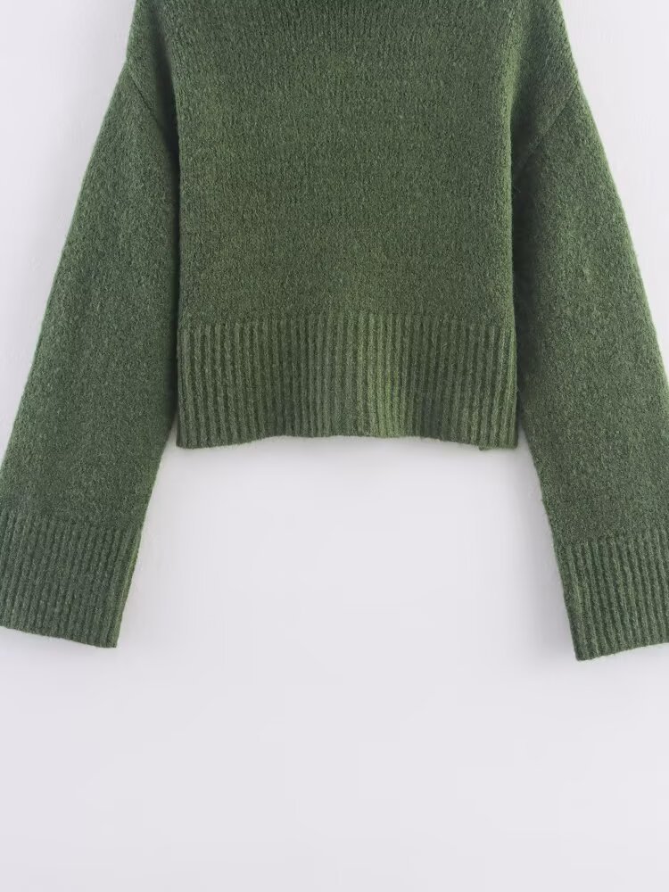 Polyester Stand Collar Full Sleeve Plain Sweater