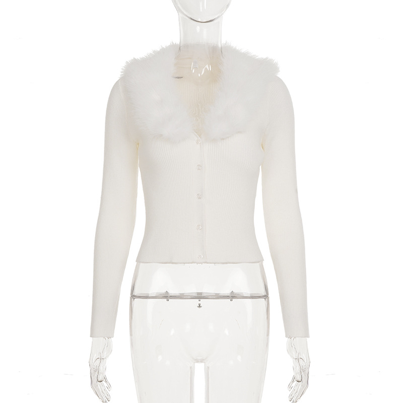 Polished Cropped Cardigan With Trimmed Neckline