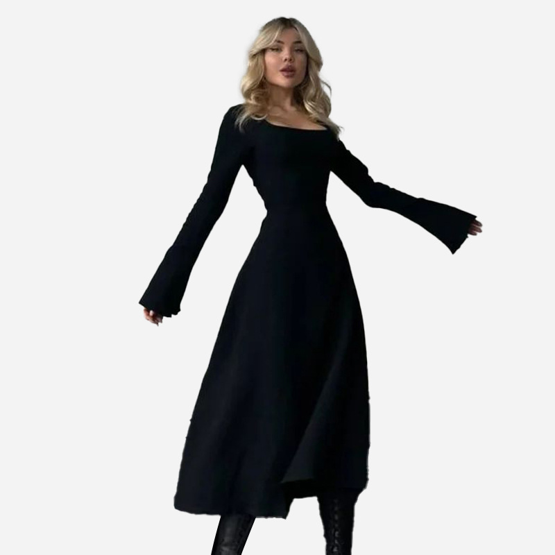 Angular Neck High Waist Full Sleeve Bodycon Skirt