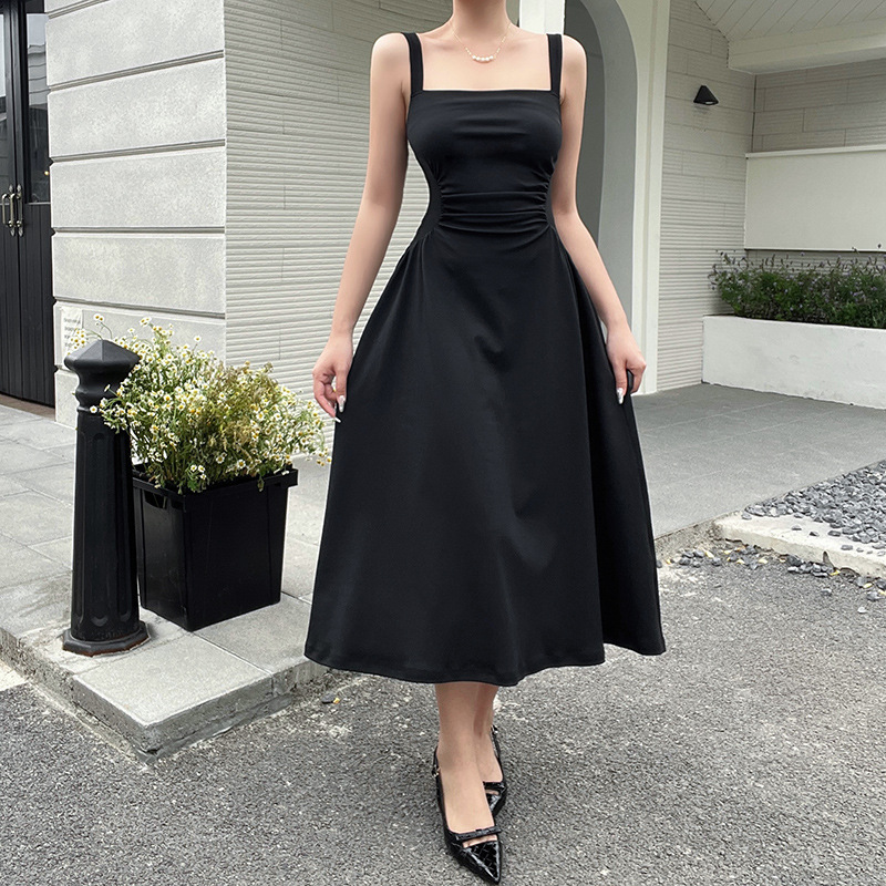 One-Shoulder Sleeveless Polyester Midi Dress