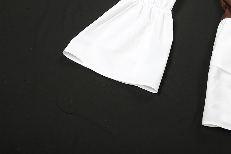 Chic Asymmetric High Waist Two Tone Puff Dress