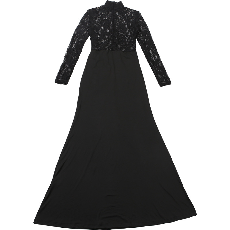 Sheer Cutout Full Sleeve Bodycon Mock Collar Dress