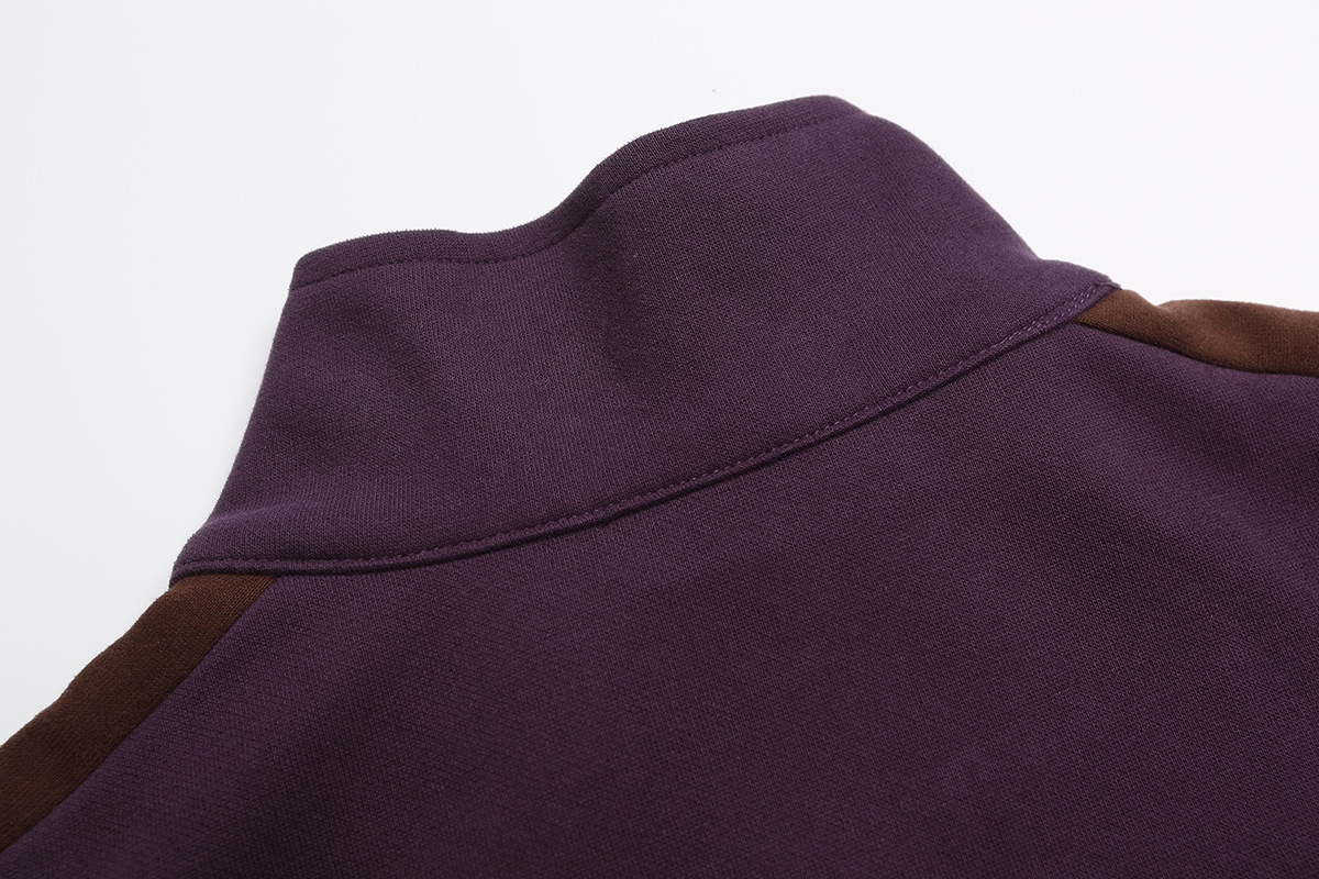 Striped patchwork sweatshirt stand up collar sweatshirt for men and women