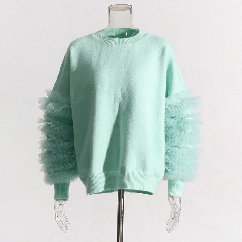 Ladies Polyester Textured Relaxed Crew Full Sweater