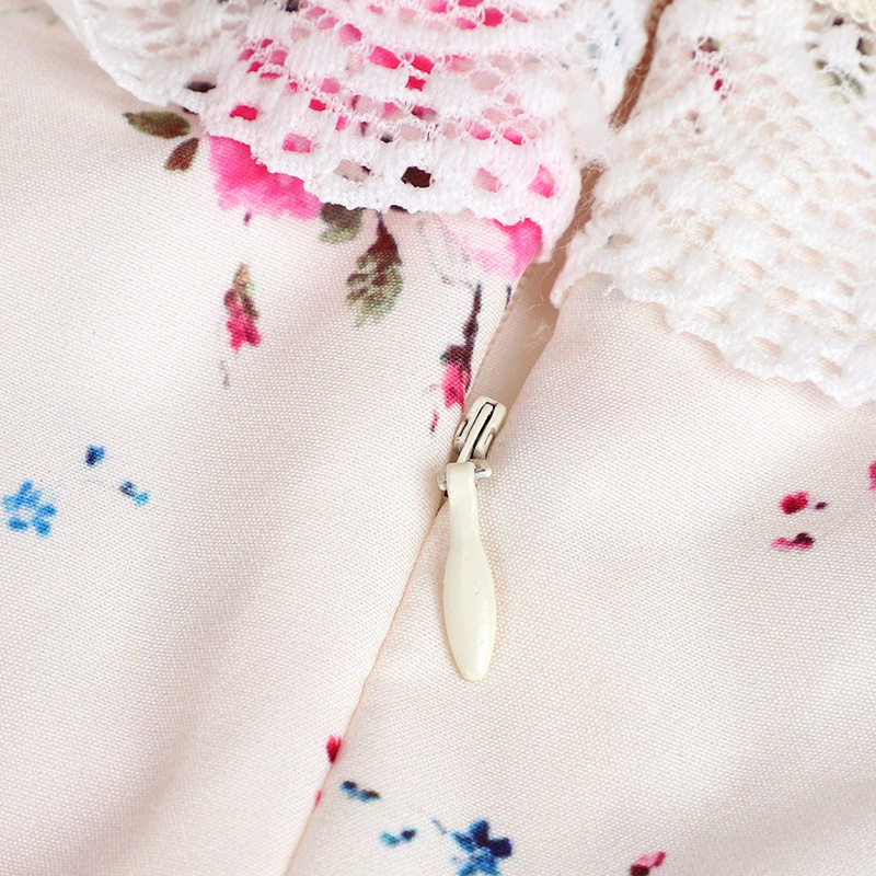 Asymmetrical Ribbon Flower Pattern Dress