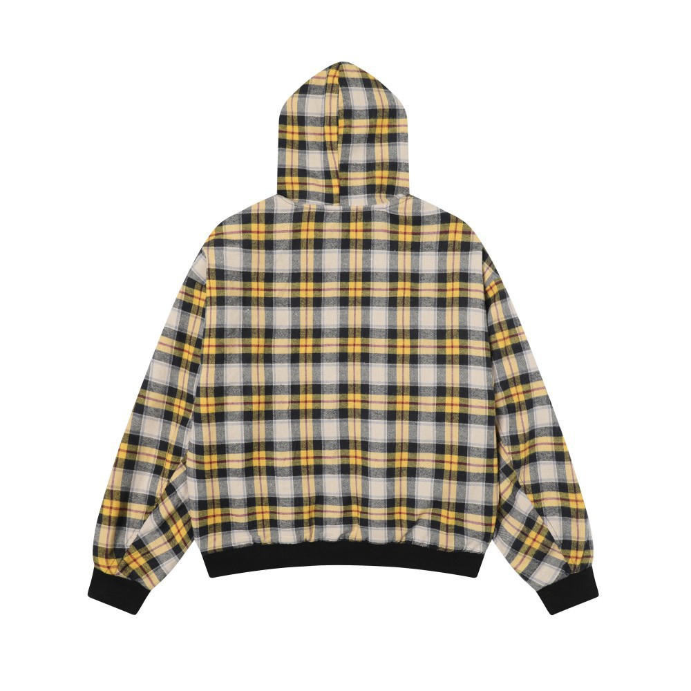 American Relaxed Mustard Checked Double-Sided Zipper Hoodie