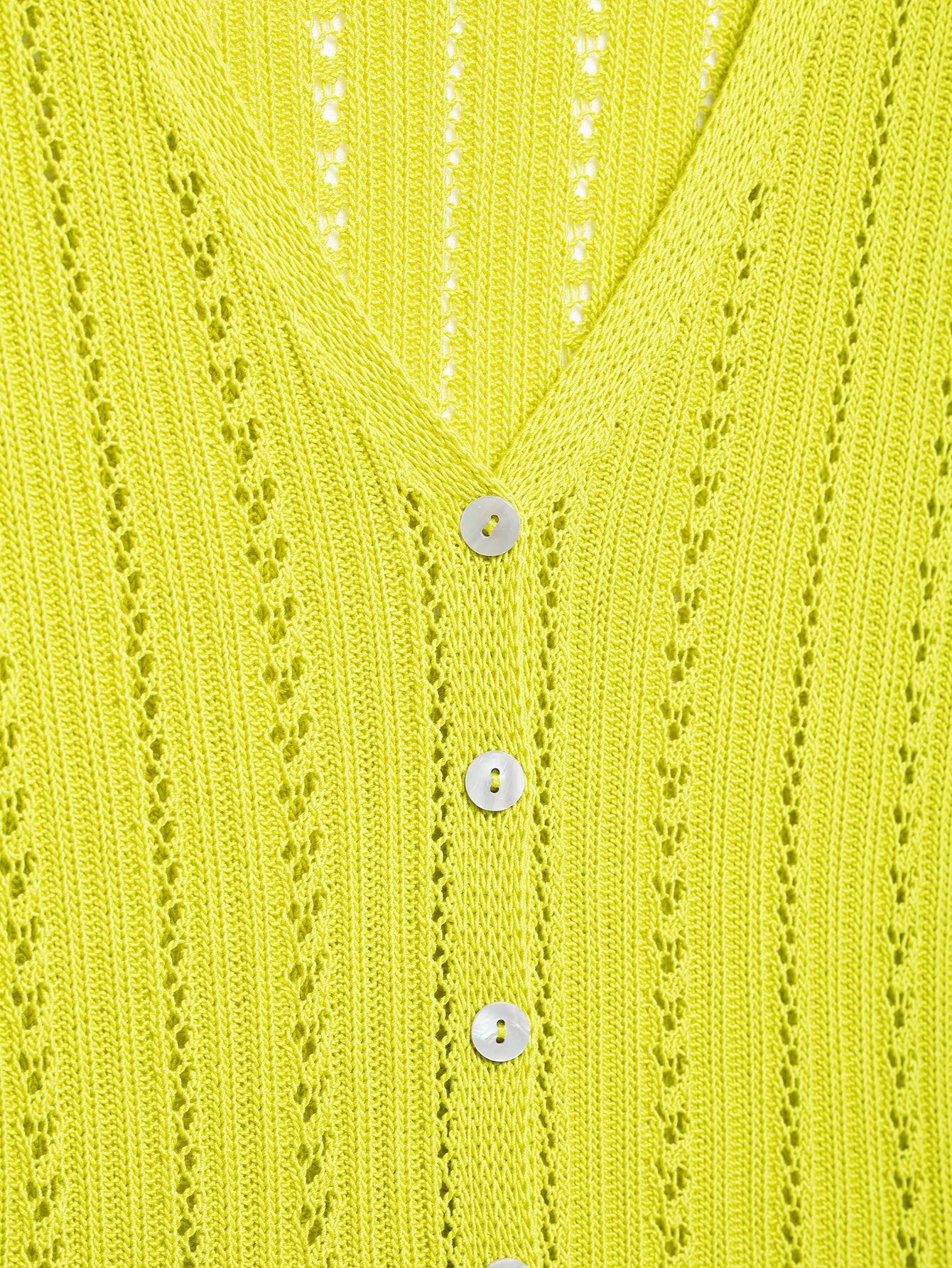 Ladies Plunge Half Sleeve Placket Plain Knit Sweater