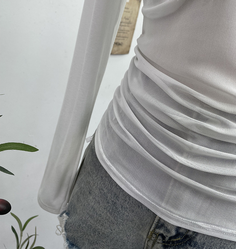 Full Sleeve V-Neck Openwork Slim Fit Tee
