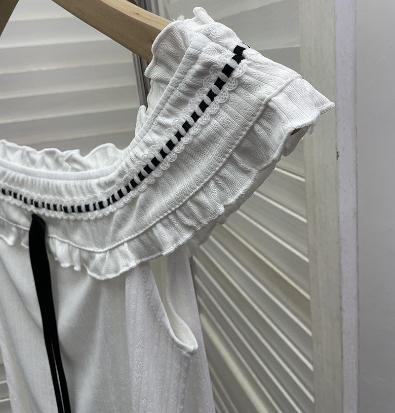 Ruffled Asymmetric Sleeveless Ribbon Knot Top