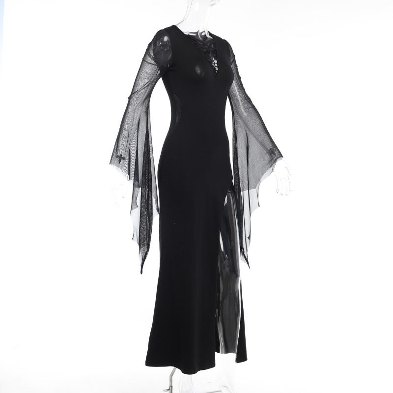 Private Lady V-Neck Long Sleeve High Waist Dress