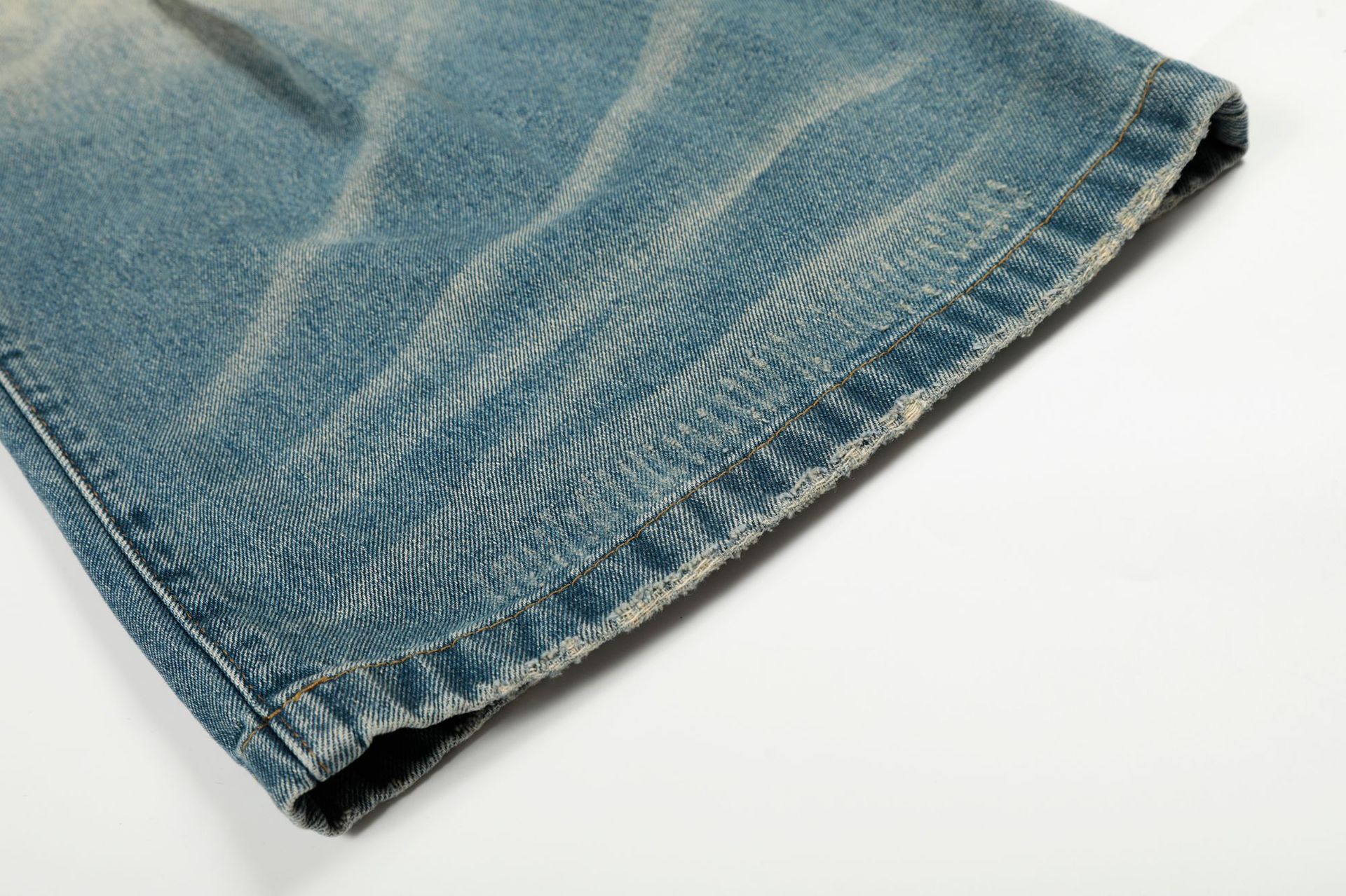 Street Style High-End Vintage Cat-Whisker Texture Pleated Design Men's Wide-Leg Casual Jeans