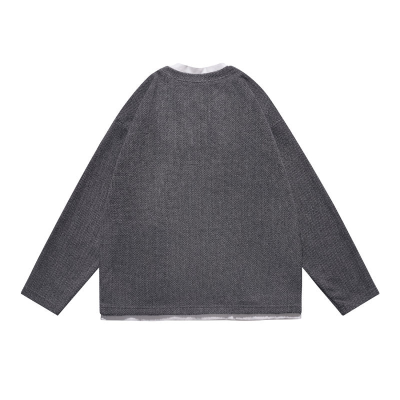 Oversized Colorblock Faux Separates Plunge Hoodie