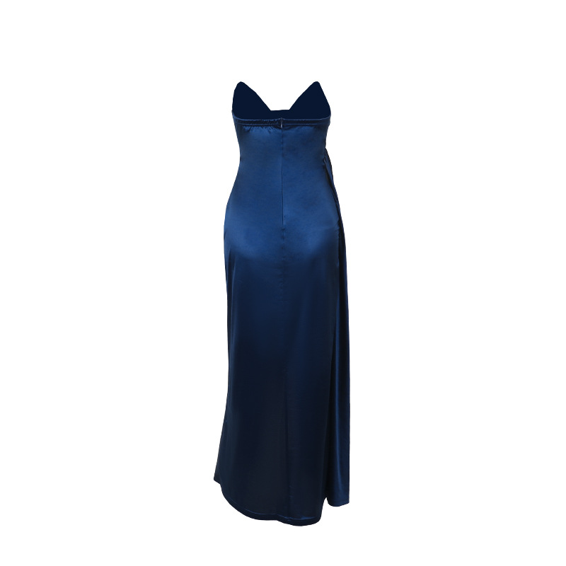 Plunge Neck High Rise Split Maxi Dress