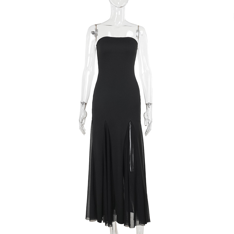 Slimming strapless mesh sexy dress
