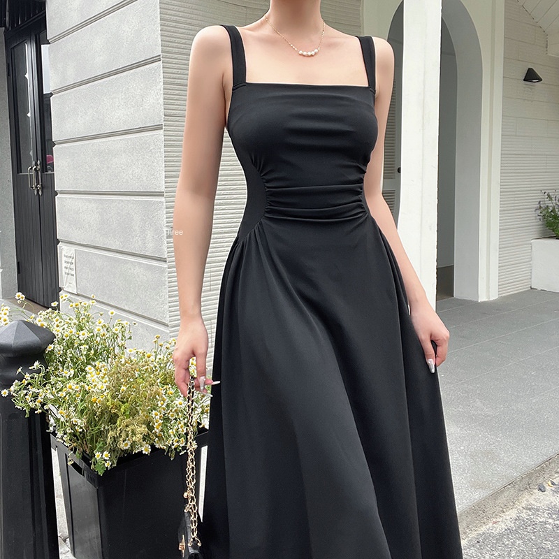 One-Shoulder Sleeveless Polyester Midi Dress