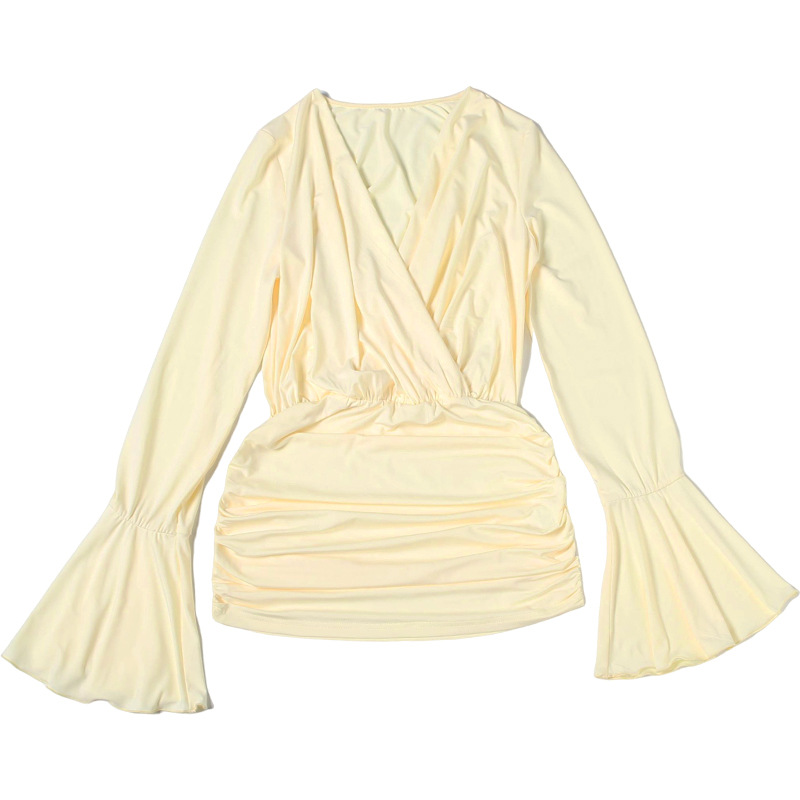 Plunge Empire Bodycon Gathered Pouch Dolman Dress