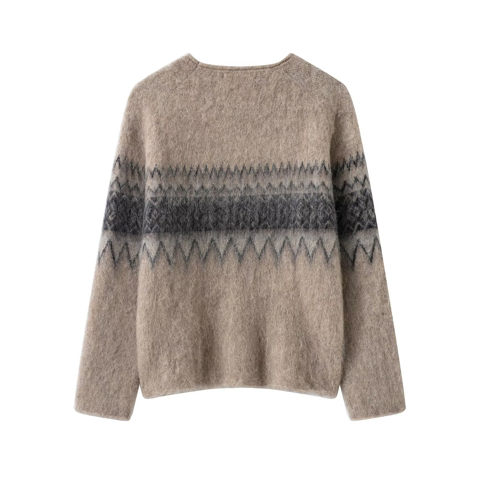 Jacquard Knitted Shirt with Brushing Effect