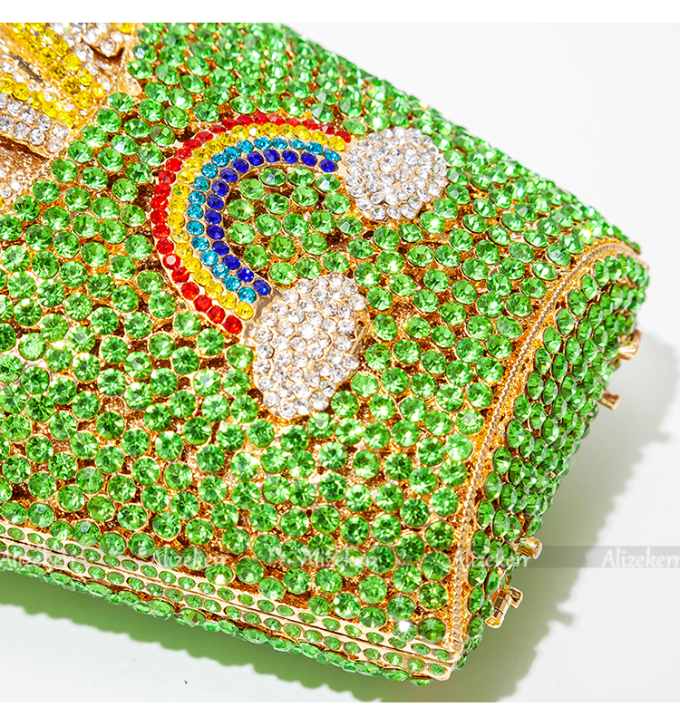 3D Chips Crystal Evening Clutch Bags Wedding Party Bridal Diamond Boutique Novelty Metal Purses And Handbags High Quality