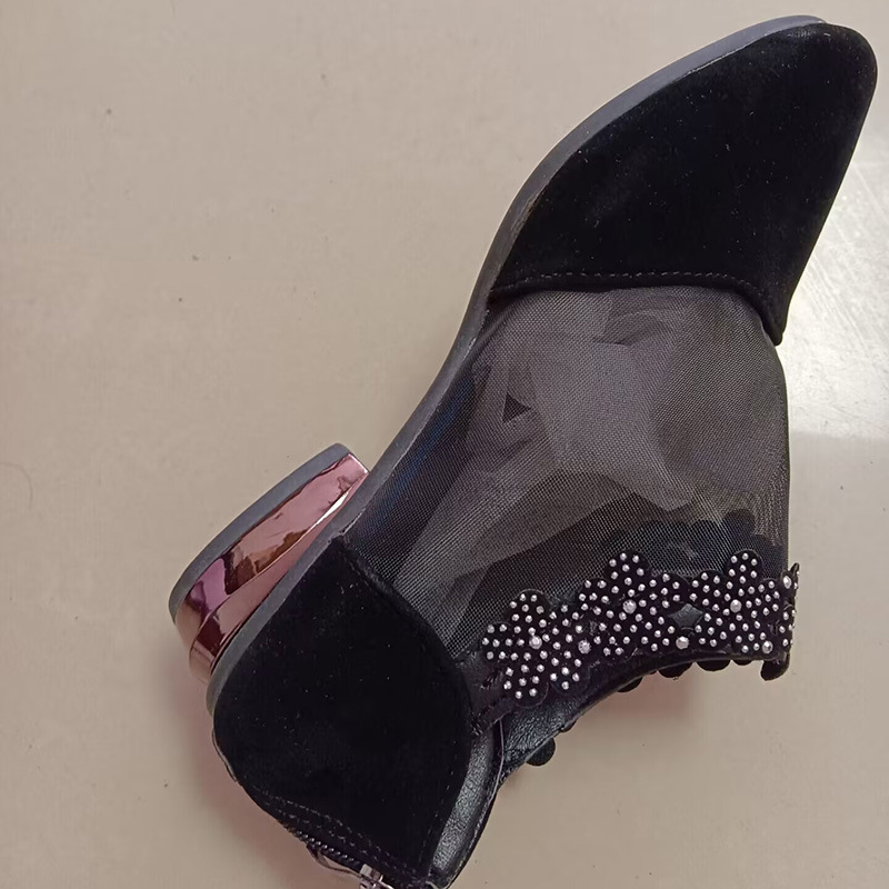 Sandals women's mesh mother's shoes low heels flat bottomed single toe shoes women's 35-42 large shoes