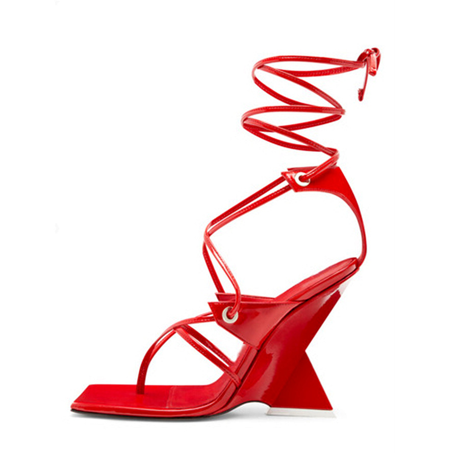 Sandals Women's Summer New High Heel Thick Heel Sandals Square Head Ankle Lace Strap Sexy
