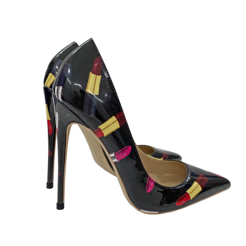 Slogan Graffiti Celebrity High Heels, Pointed Slim Heels, Shallow Mouth Single Shoes
