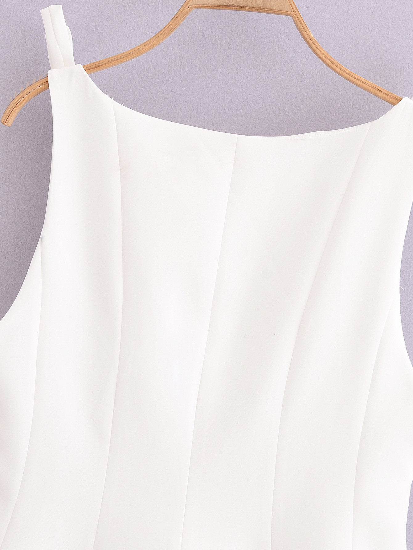 Sleeveless Solid Contemporary Flared Hem Tie Top