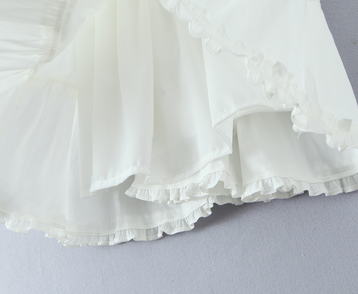 White Bow Layered Dress with Ruched Silhouette and Strapless Design