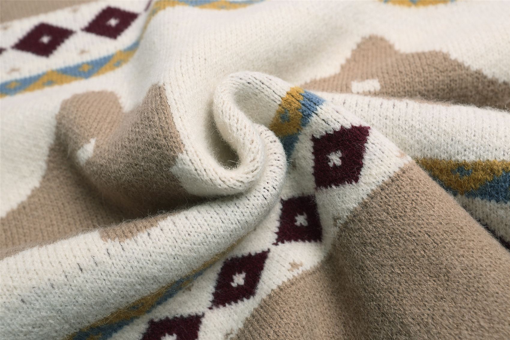 Genderless Oversized Japanese Retro Jacquard Open Front Sweater