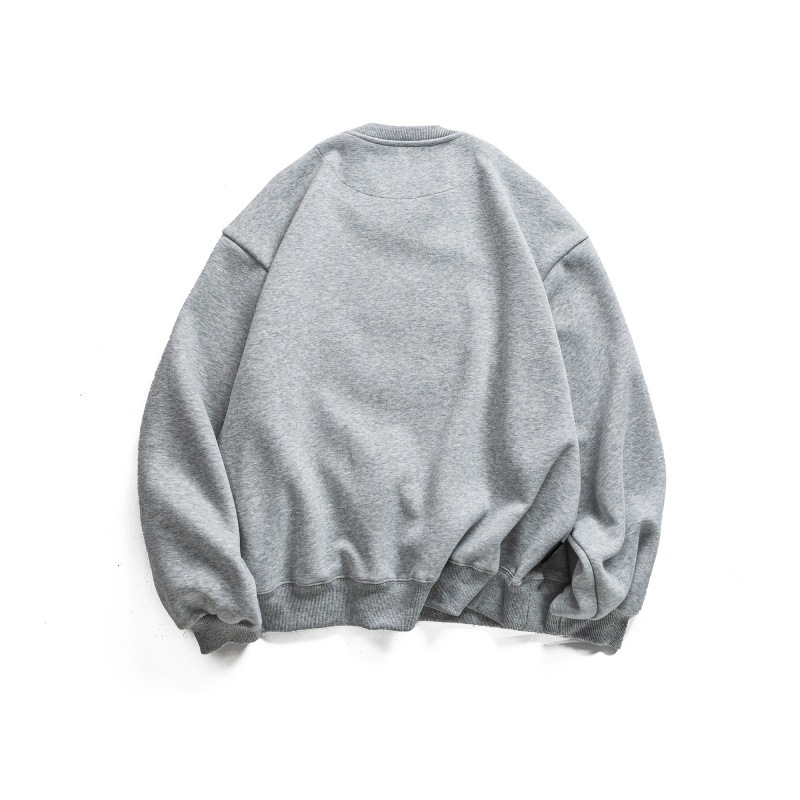Japanese Vintage Typography Stitched Crew Oversized Hoodie