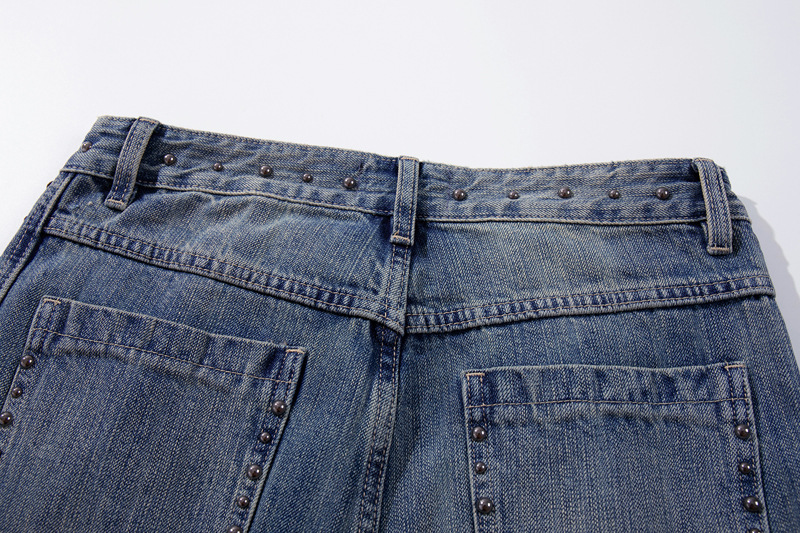 Vintage Deconstructed Patchwork Denim Pants Unisex Street Washed Loose Wide-Leg Tapered Casual Trousers