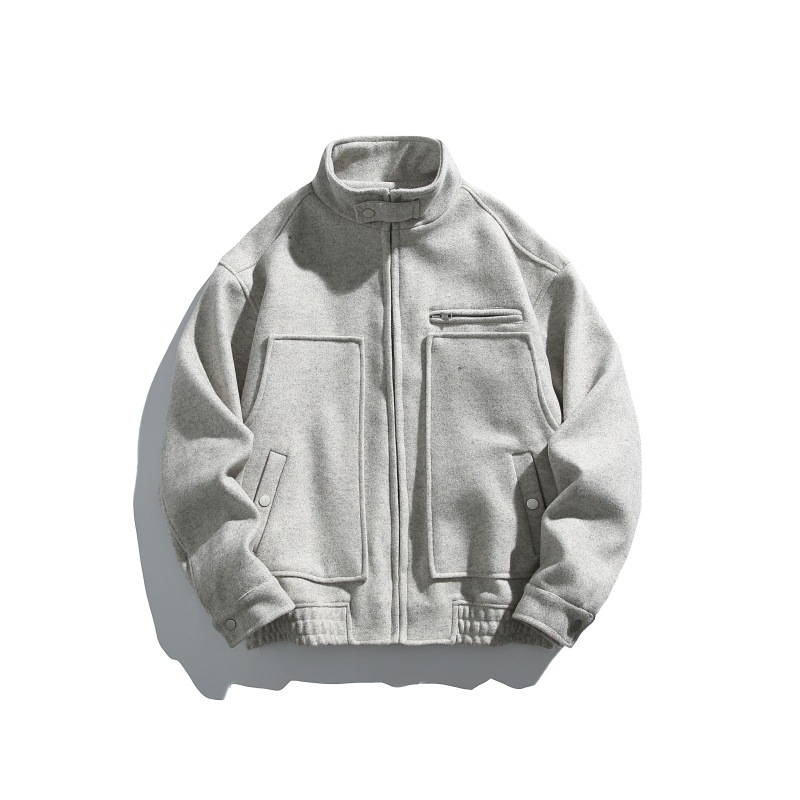 Plain Wool Oversized High Neck Jacket