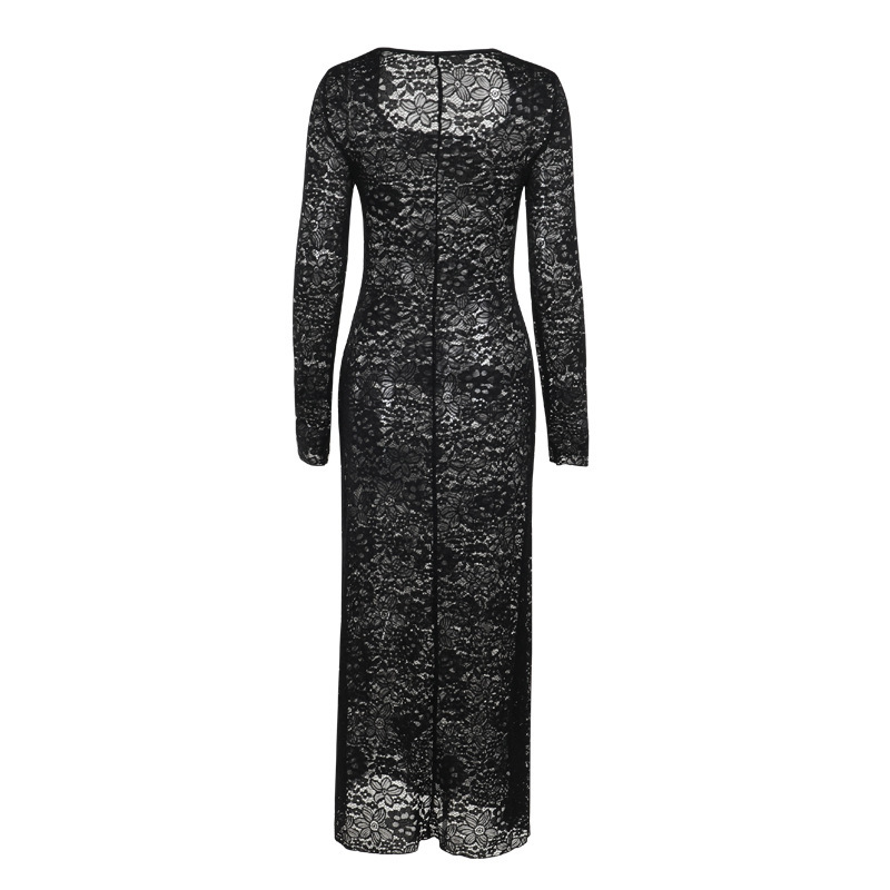 Square Neck Full Sleeve Split Dress