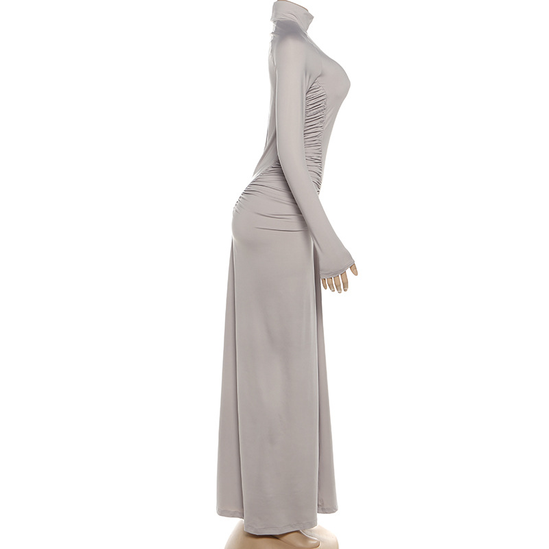 Bodycon High Neck High Waist Polyester Spandex Dress