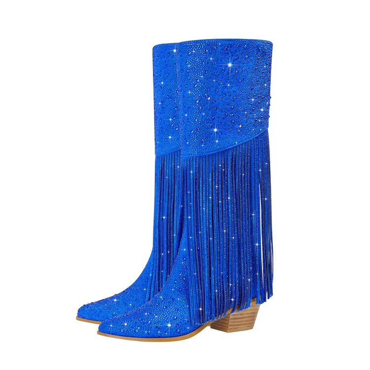 Ladies Rubber Tall Chunky V-Toe Boots