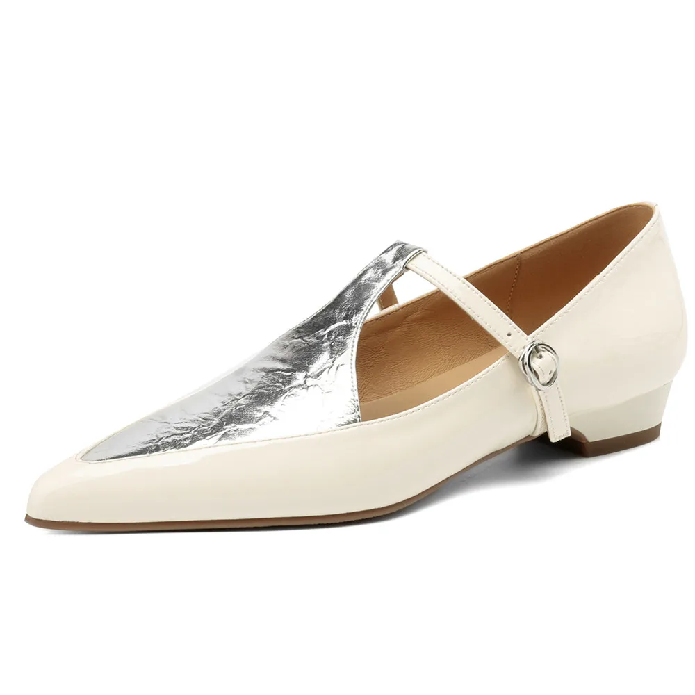 Ladies Urban Tapered Two-Tone Belted Ballerina