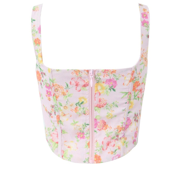 Women's Clothing Floral Fishbone Tie Strap Top + Tube Top Dress Set