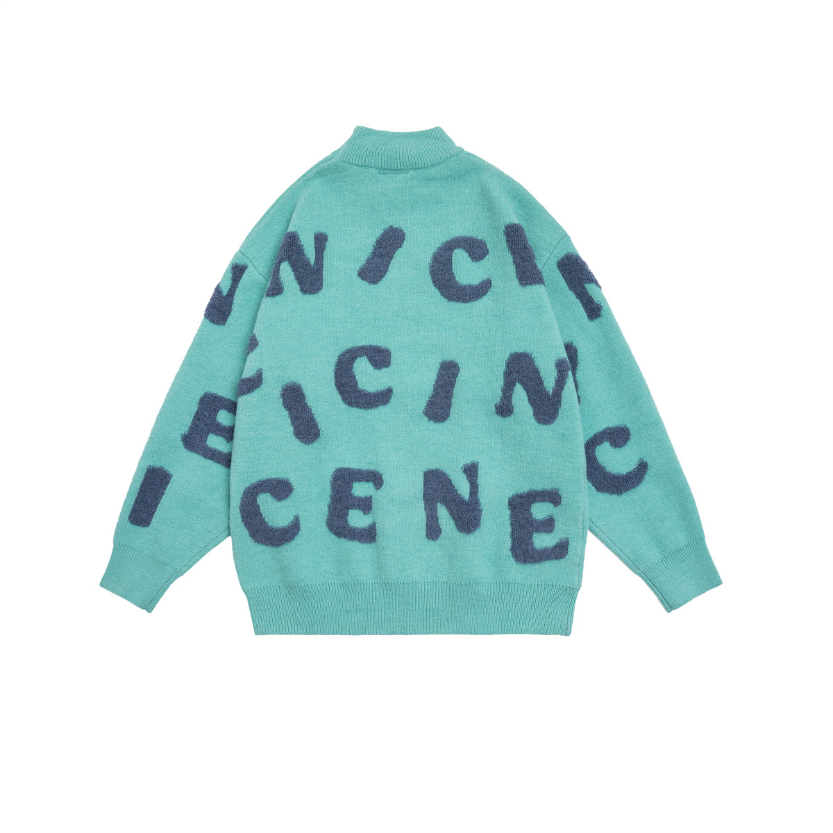 Japanese Oversized Alphabet Print Polyester Sweater