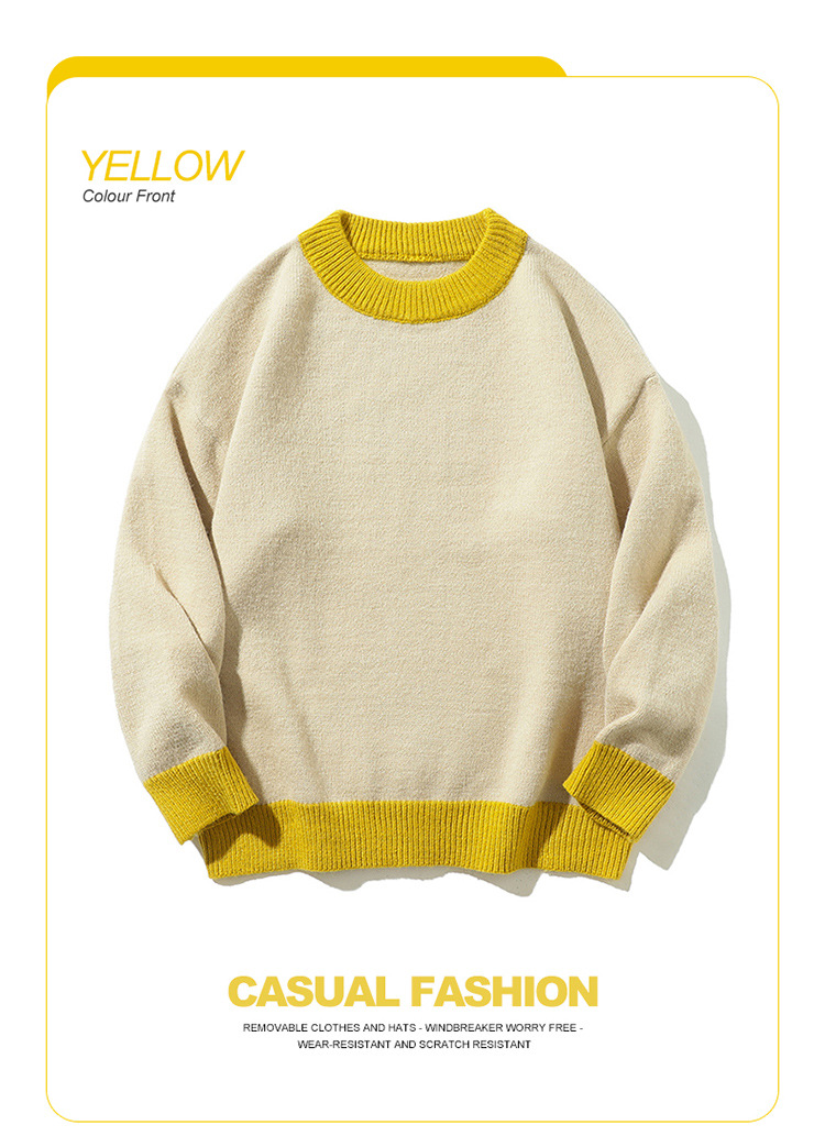 Relaxed Fit Japanese Workwear Two-Tone Sweater