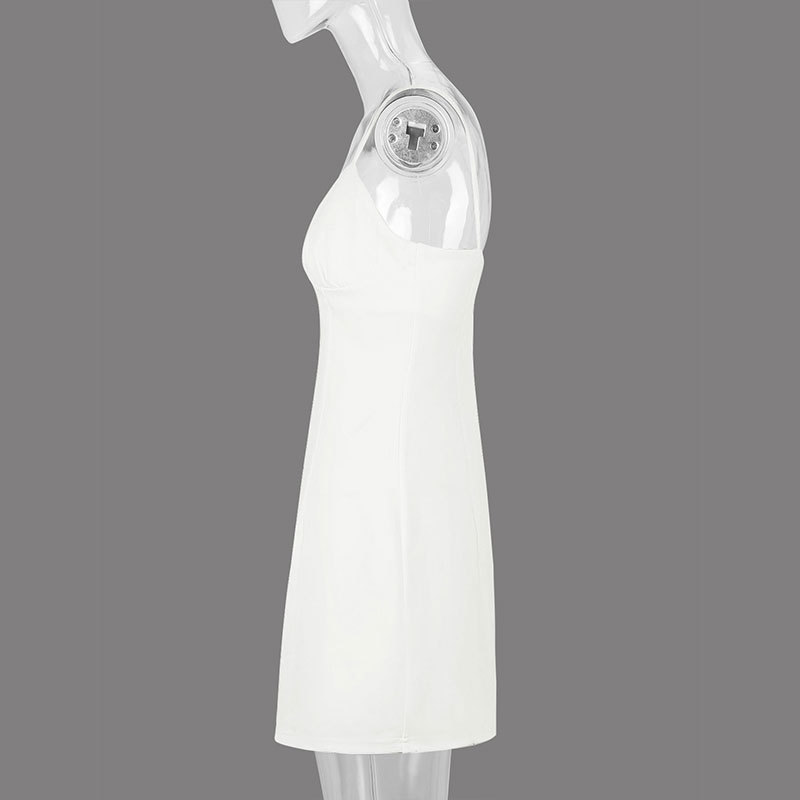 Sleeveless Polyester Plain Fitted Open Rear Dress