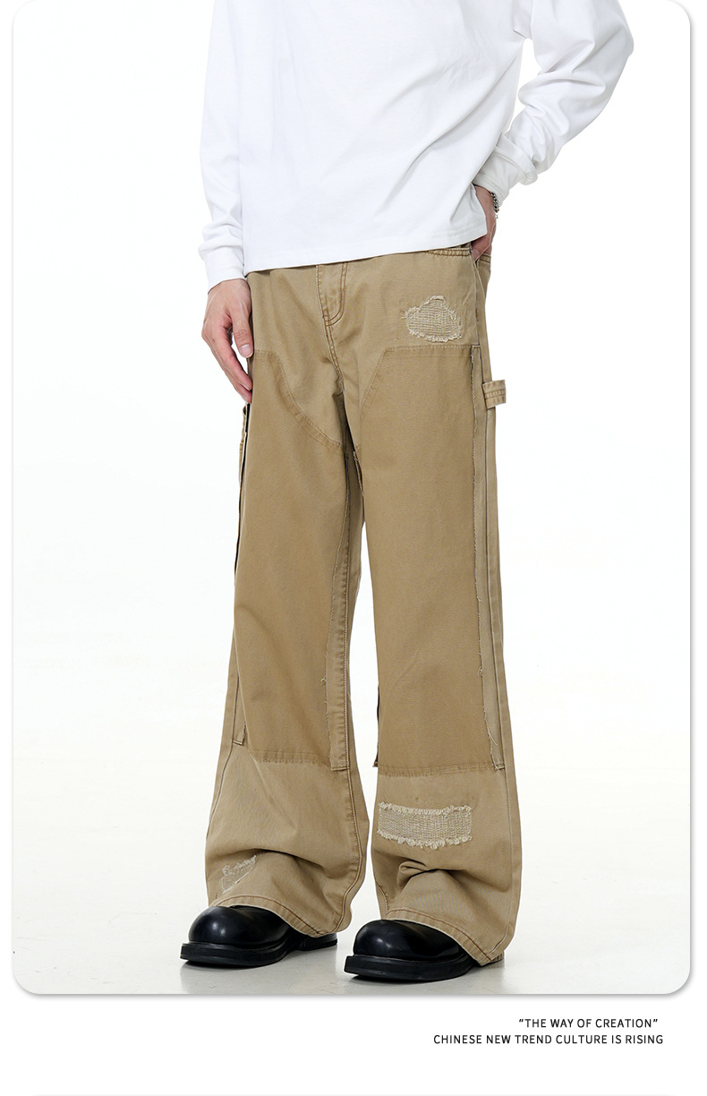 Unisex Cotton Relaxed Bell-Bottom Utility Pants