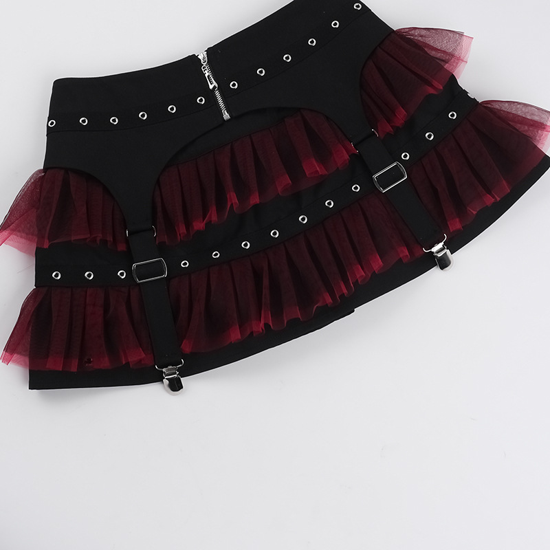 Ladies' Edgy Polyester Color Block Mini Skirt