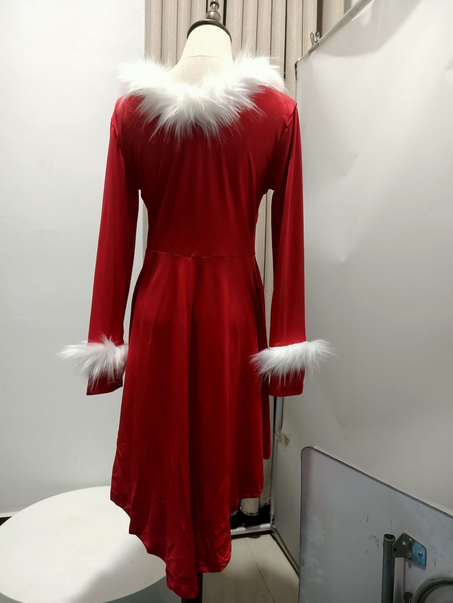 Holiday Ladies' Plaid Vintage V-Shaped Wrist-Length Sleeves Dress