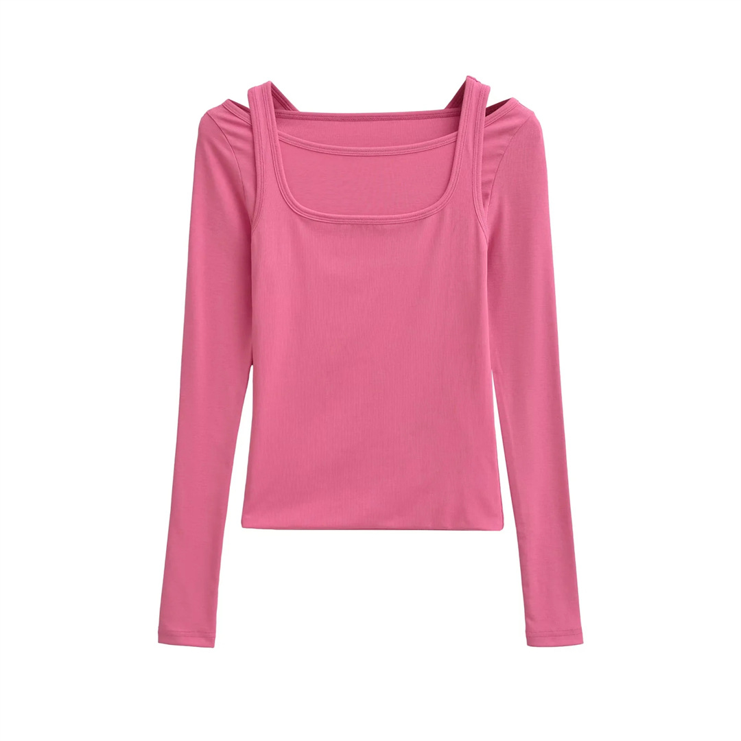 Ladies Sensual Bodycon Solid Long Sleeve Tee