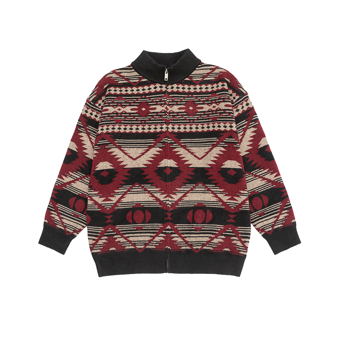 Oversized High Neck Knitted Buttoned Cardigan