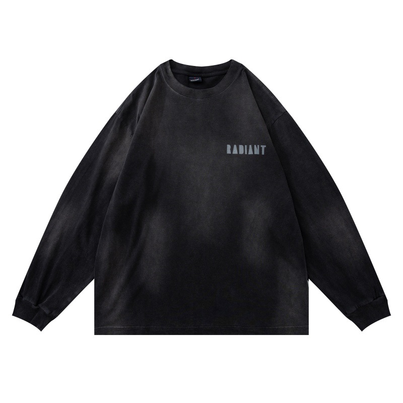 Vintage Ombre Ripped Graphic Gender-Neutral Long-Sleeve T-Shirt