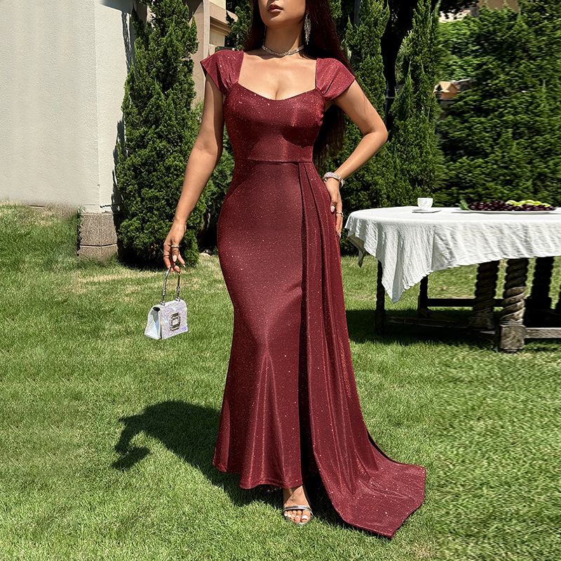 High Waist Square Neck Bodycon Maxi Dress