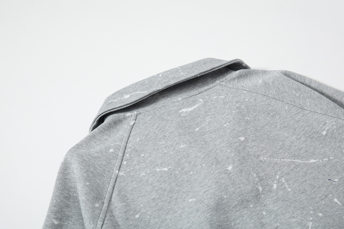 Half open collar raglan sweatshirt with flip collar sweatshirt