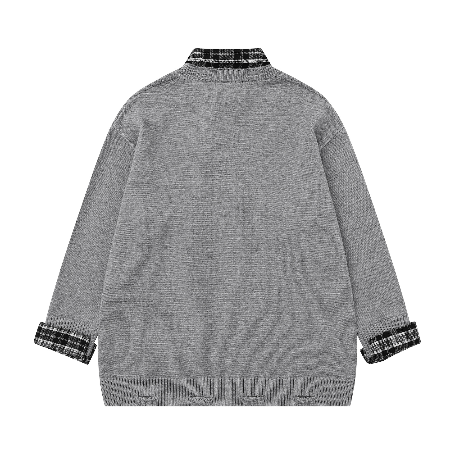 Casual College Style Metal Chain Detachable Tie Knit Sweater