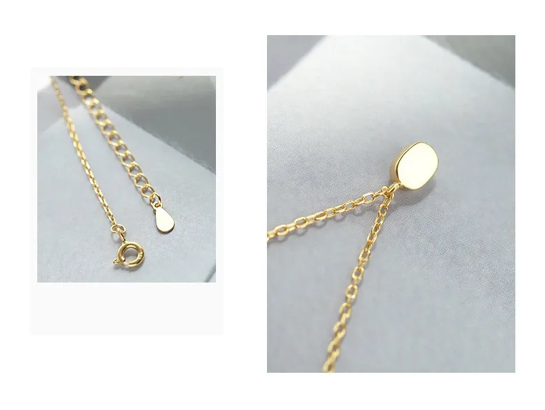 925 Sterling Silver Black Agate Pendant Necklace for Women Simple Korean ins 18k Gold Plated Clavicle Chain fine Jewelr